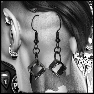 5 For $25💫Punk On!! Black Aluminum Punk Cube Dangles